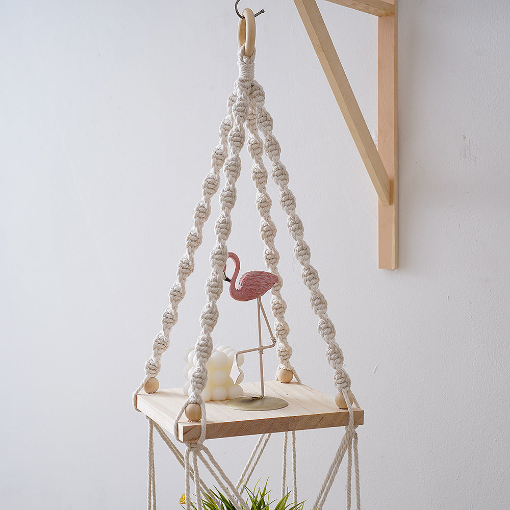 Macramé Hanging Shelf Organizer