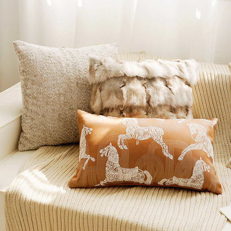 Embroidered Leaf Pattern Decorative Pillow