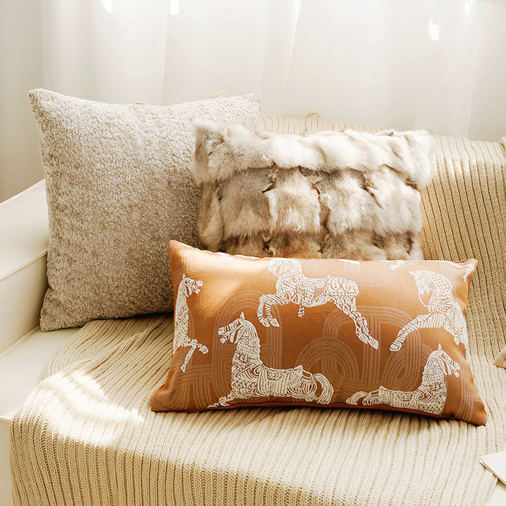 Embroidered Leaf Pattern Decorative Pillow