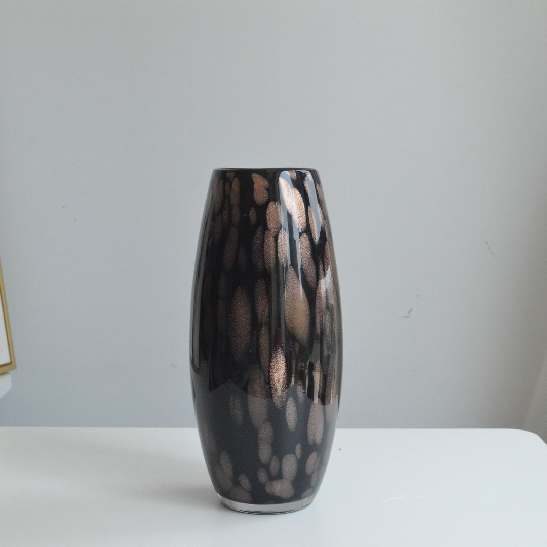 Polished Blown Glass Tapered Speckled Accent Vase