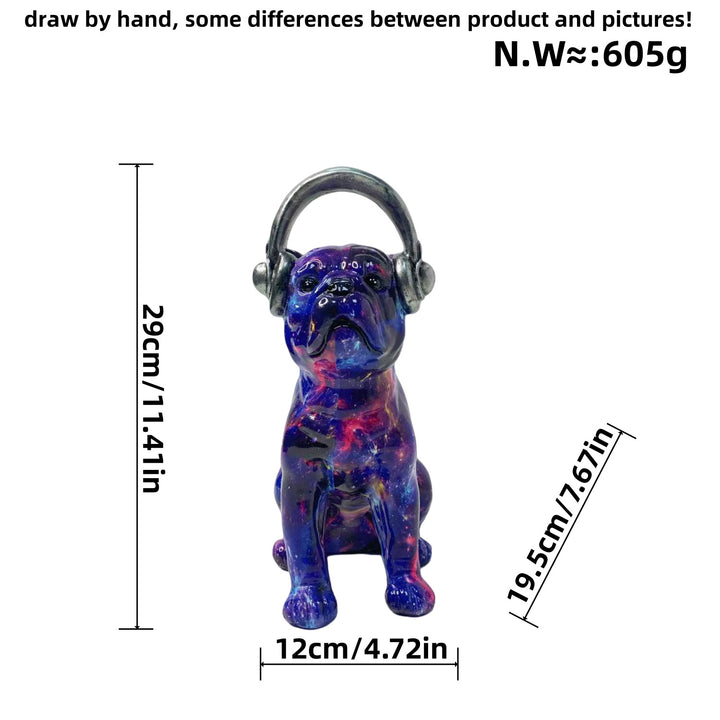 Creative Bulldog Sculpture with Headphones