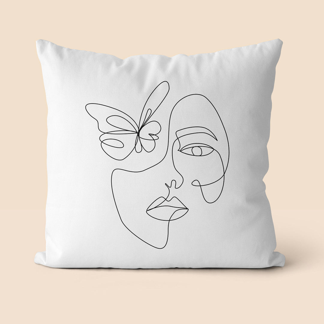 Artistic Line Drawing Throw Pillow