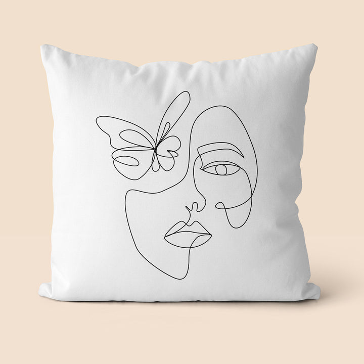 Artistic Line Drawing Throw Pillow