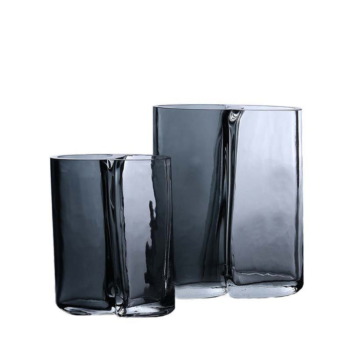 Hand-Blown Organic Split-Form Sculptural Glass Vase
