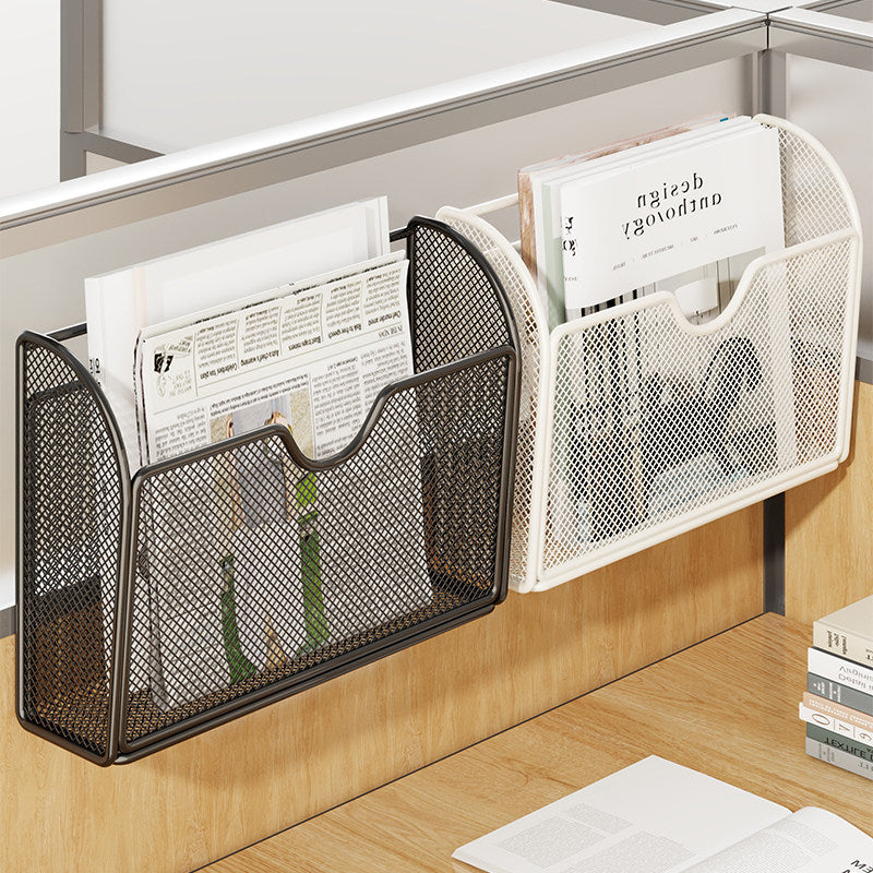 Metal Mesh Partition-Mounted Magazine & File Organizer