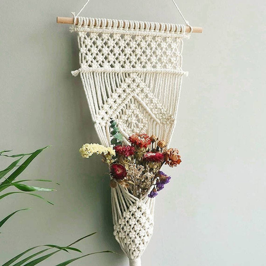 Decorative macrame wall hanging with artistic design