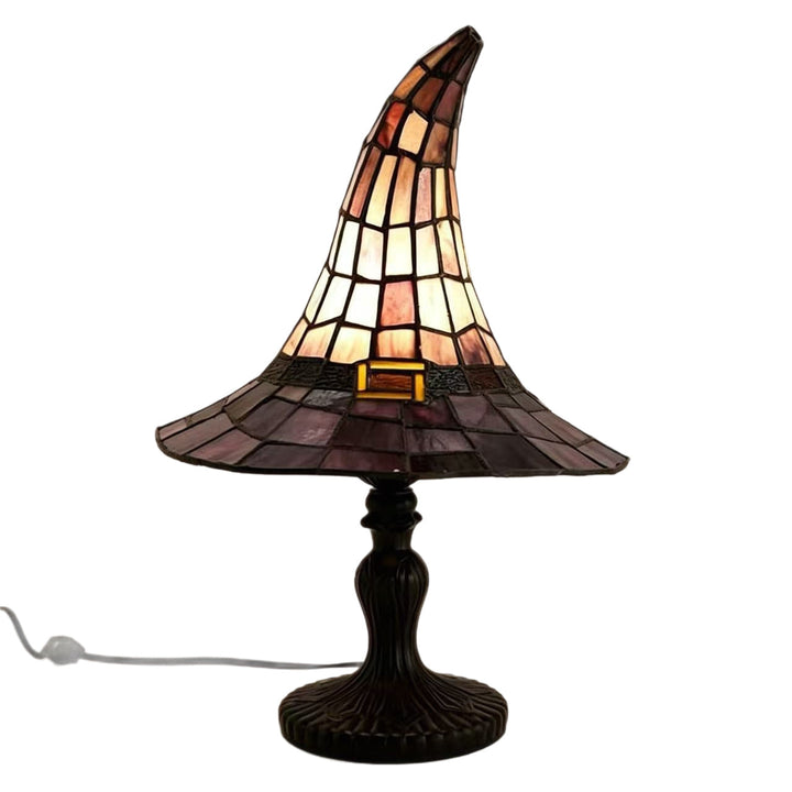 Decorative table lamp in witch hat design