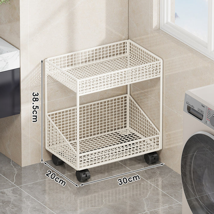 Compact Tiered Metal Mesh Storage Shelf Organizer for Bathroom and Laundry