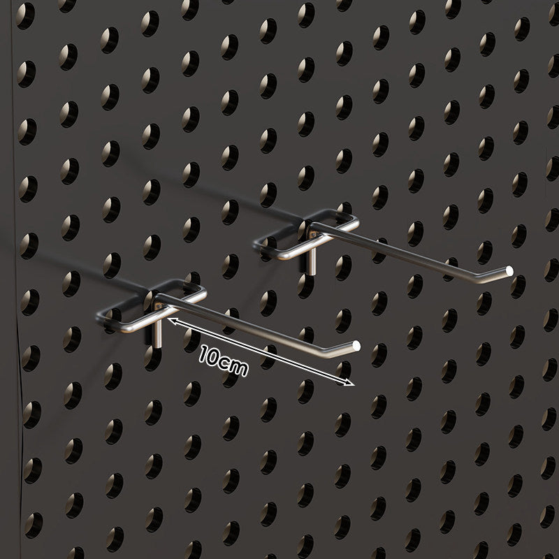 Wall-Mounted Perforated Metal Tool Pegboard Organizer Panel with Modular Hooks and Wire Baskets