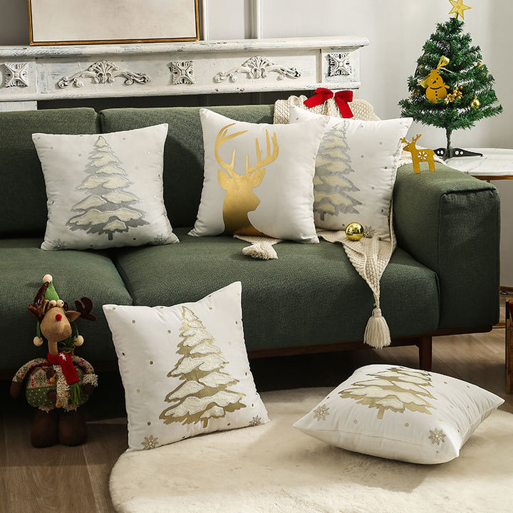 Decorative Holiday Throw Pillow with Deer Silhouette