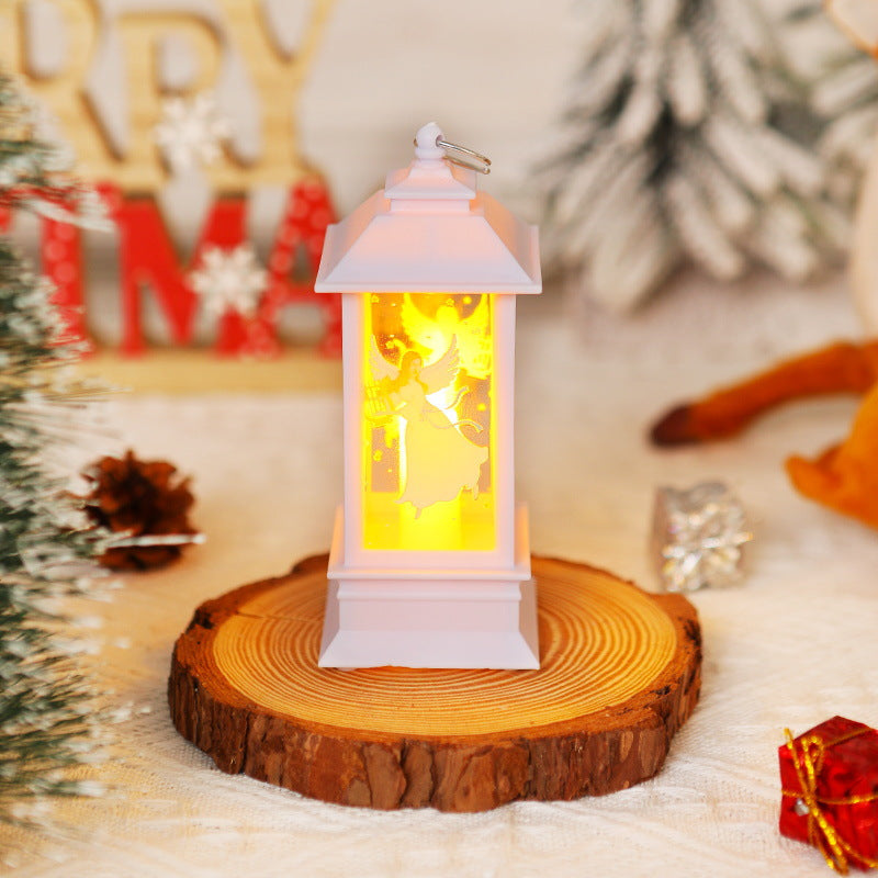 Nostalgic LED Christmas lantern with movable Santa motif