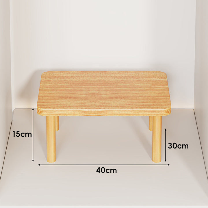 Height-Adjustable Rectangular Wooden Riser Table with Detachable Round Legs