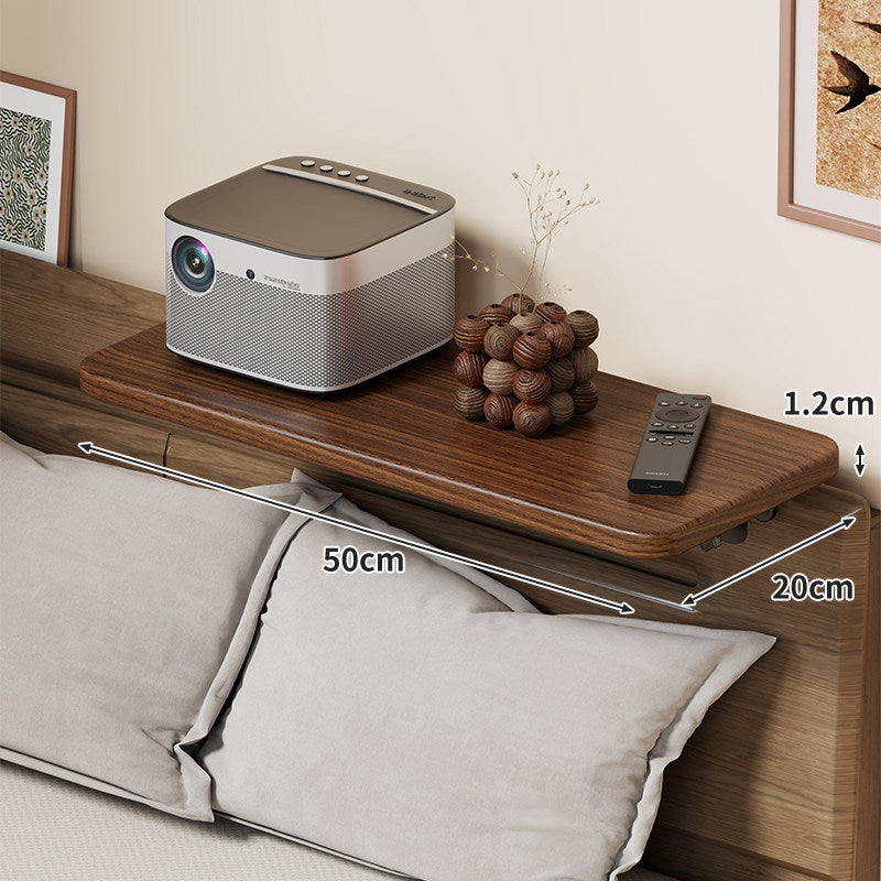 Headboard-Mounted Floating Bedside Shelf for Projectors and Devices