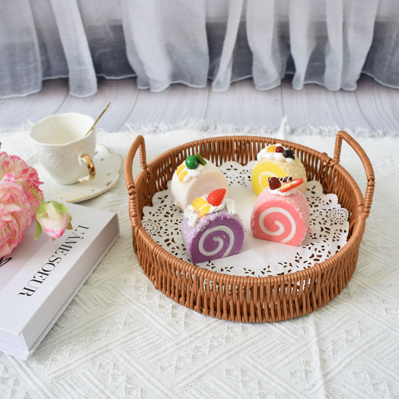 Round Wicker Serving Tray