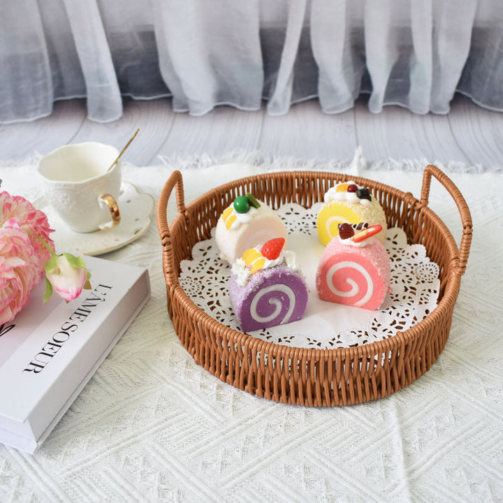 Round Wicker Serving Tray