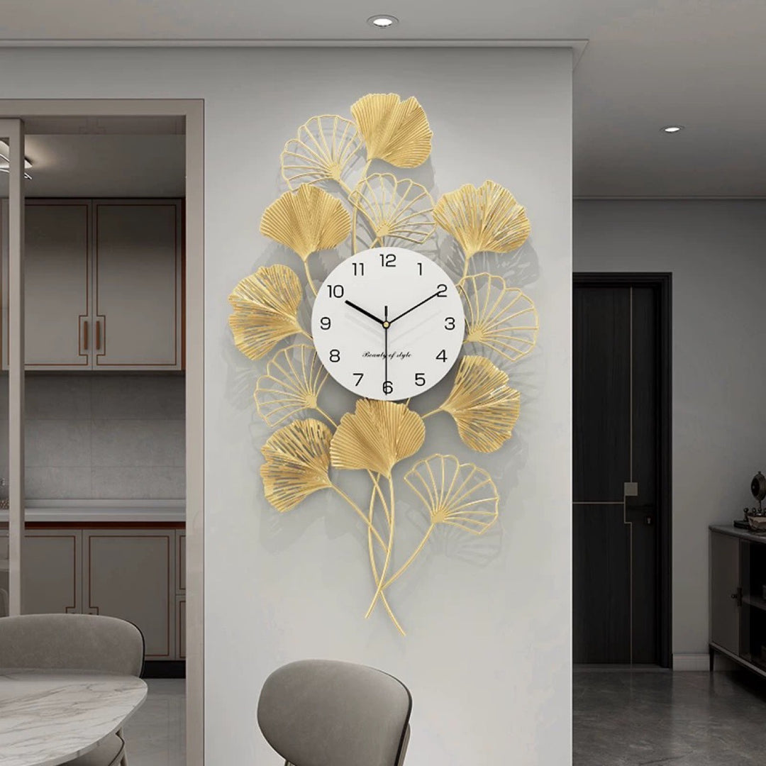 Elegant Ginkgo Leaf Wall Clock