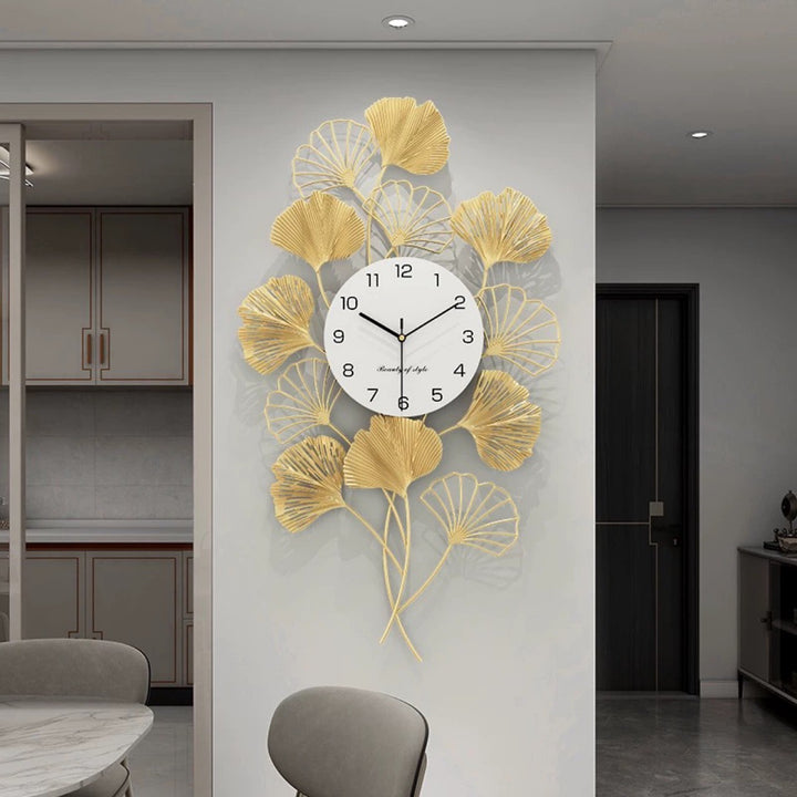 Elegant Ginkgo Leaf Wall Clock