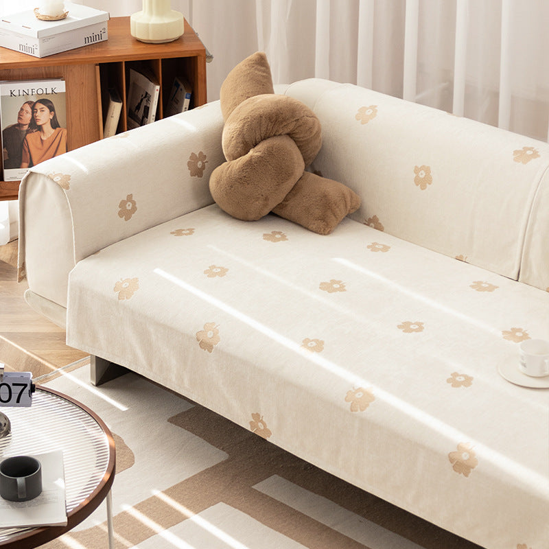 Three-seater sofa with geometric jacquard cover and sleek metal legs