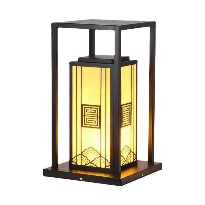 Outdoor Solar Lantern Path Light with Decorative Frosted Glass Panels