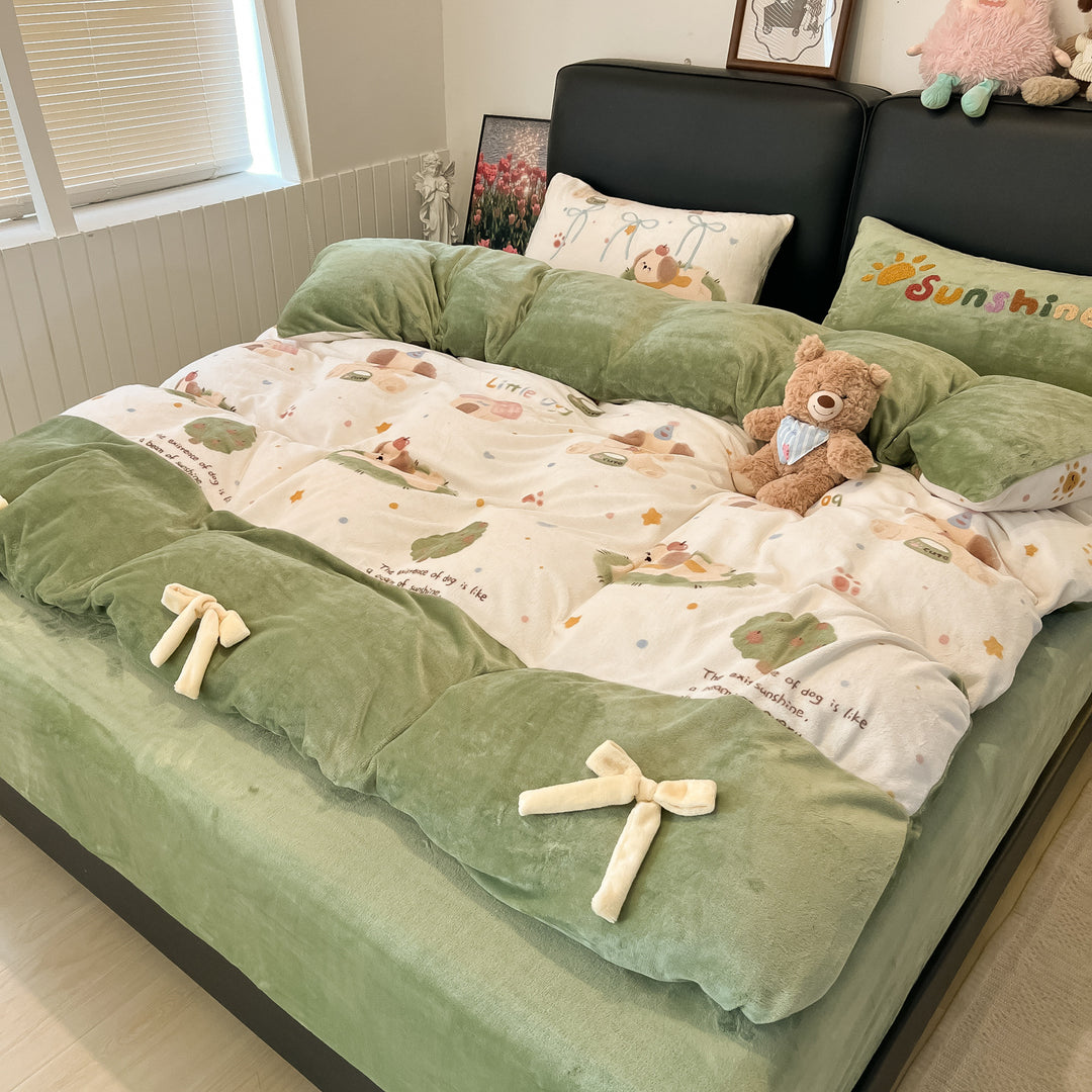 Soft Flannel Checkered Duvet Cover Set
