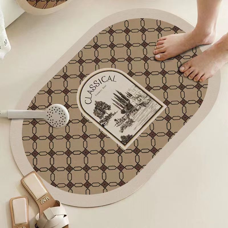 Elegant Floral Design Bath Mat
