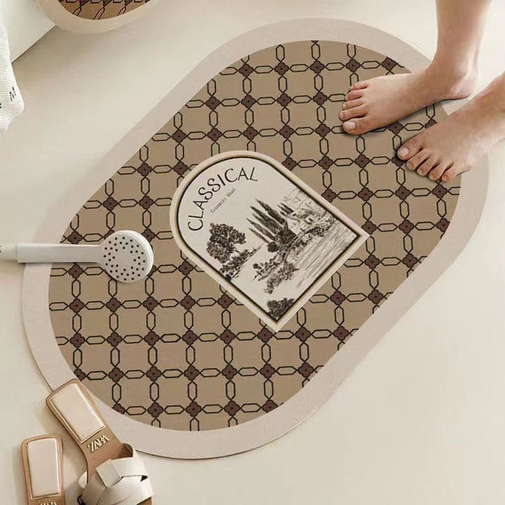 Elegant Floral Design Bath Mat