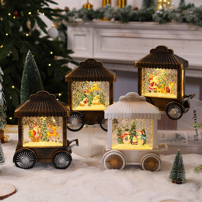 Decorative light lantern with snow globe