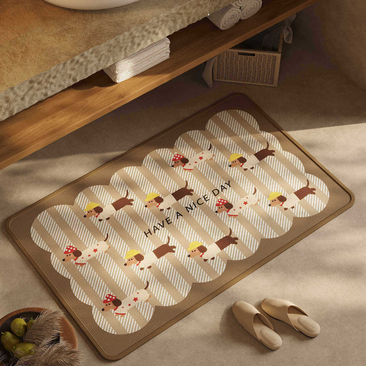 Playful Dog-Themed Bath Rug