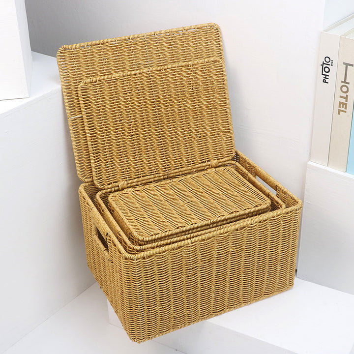 Practical storage basket with lid