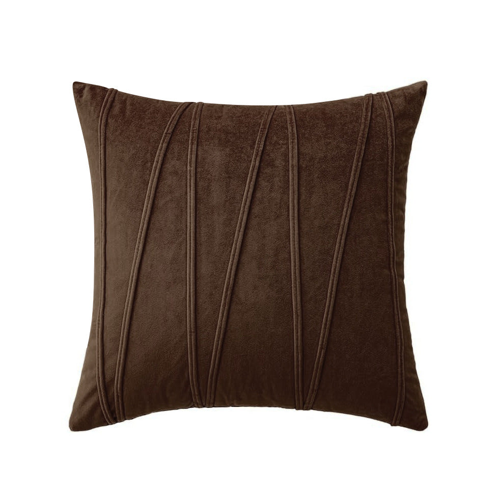 Square Velvet Corded Vertical Pleat Throw Pillow Cover with Hidden Zipper