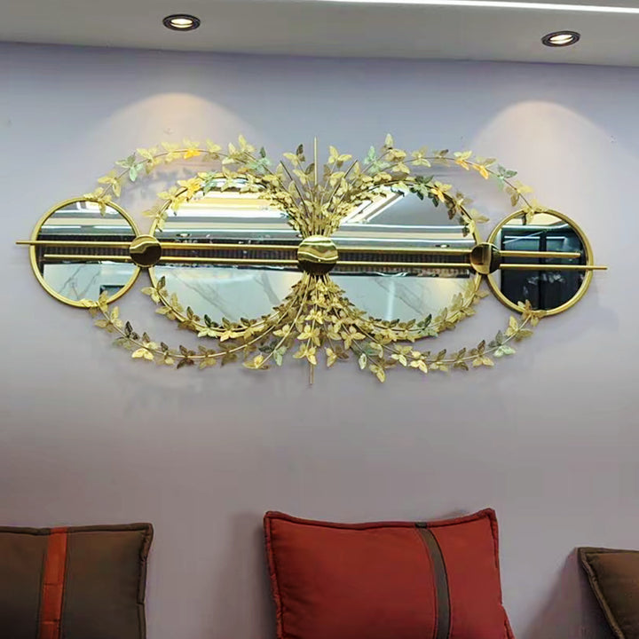 Elegant Botanical Wall Mirror with Decorative Floral Accents