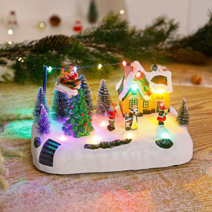 Shopping center Christmas village with luminous figures