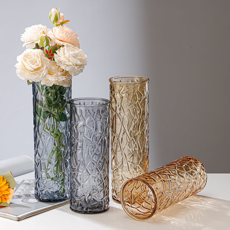 Textured Glass Vase Set