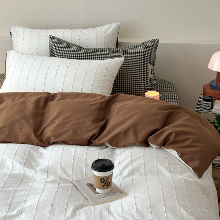 Decorative Gingham Pattern Cotton Duvet Cover Set Avarnia