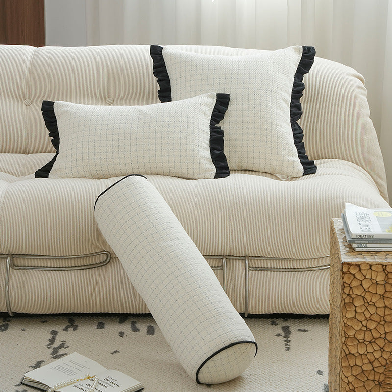 Ergonomic cylindrical neck and lumbar support pillow with breathable cover