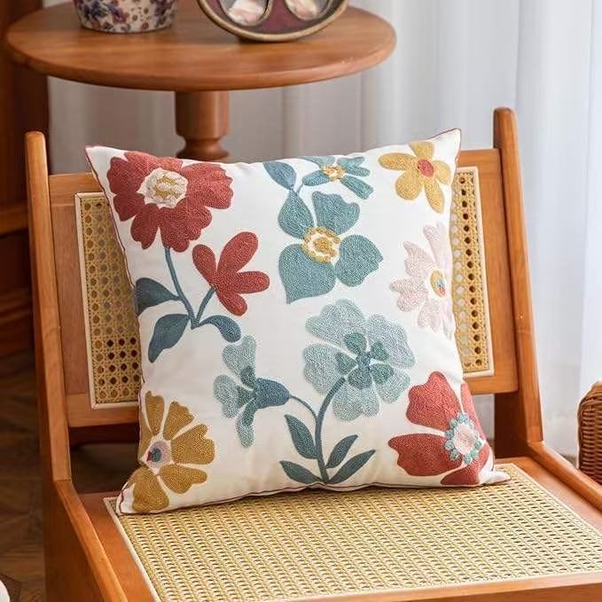 Embroidered Floral Cushion