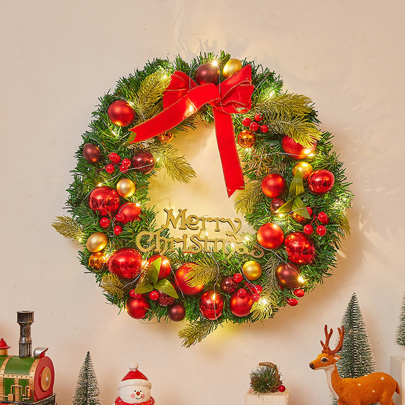 Festive Christmas wreath with lights