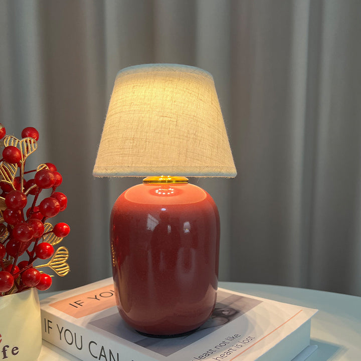 Ceramic bedside lamp with linen shade