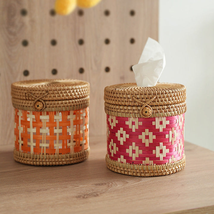 Handcrafted storage basket with lid