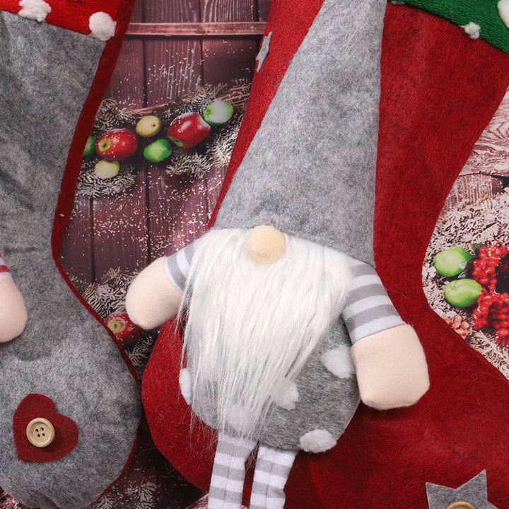 Playful Christmas stocking with gnome motif