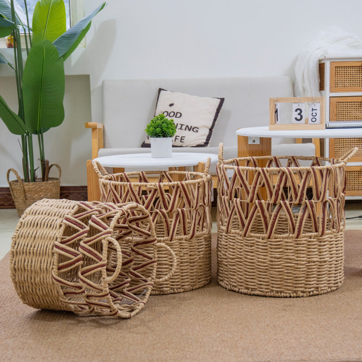 Braided storage basket with elegant accents