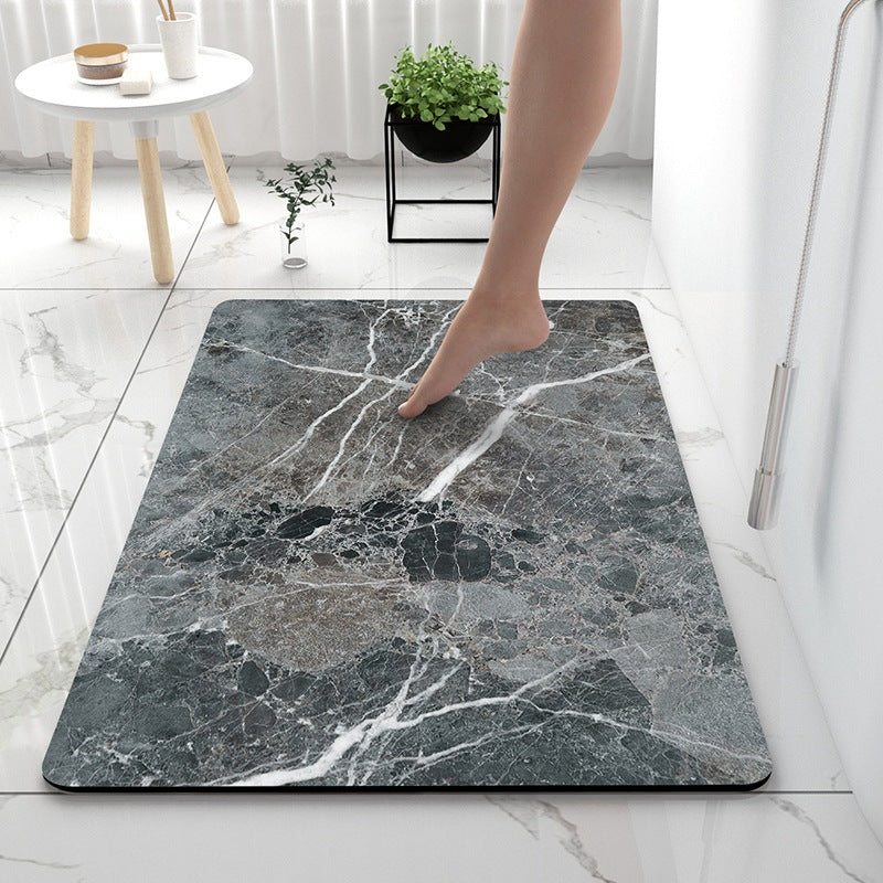 Soft Print Abstract Marble Bath Mat