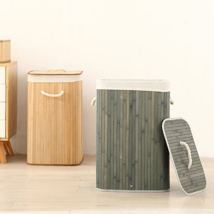 Laundry basket made of natural bamboo by