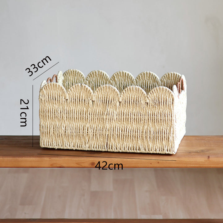 Handcrafted storage basket with wave edge