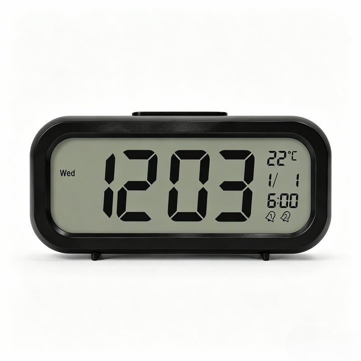 Digital alarm clock with temperature sensor and large LED display