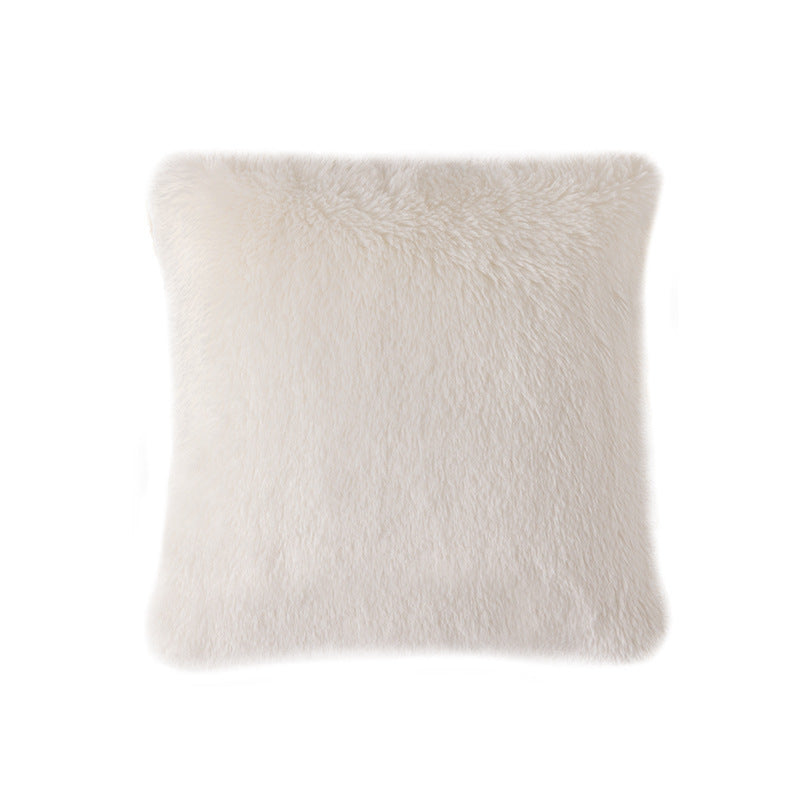 High pile rectangular cushion made of artificial fur with fine texture and zipper