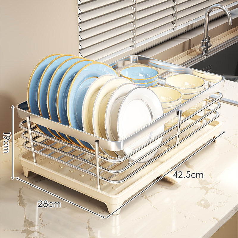 Stainless Steel Plate and Bowl Drying Rack with Removable Drip Tray