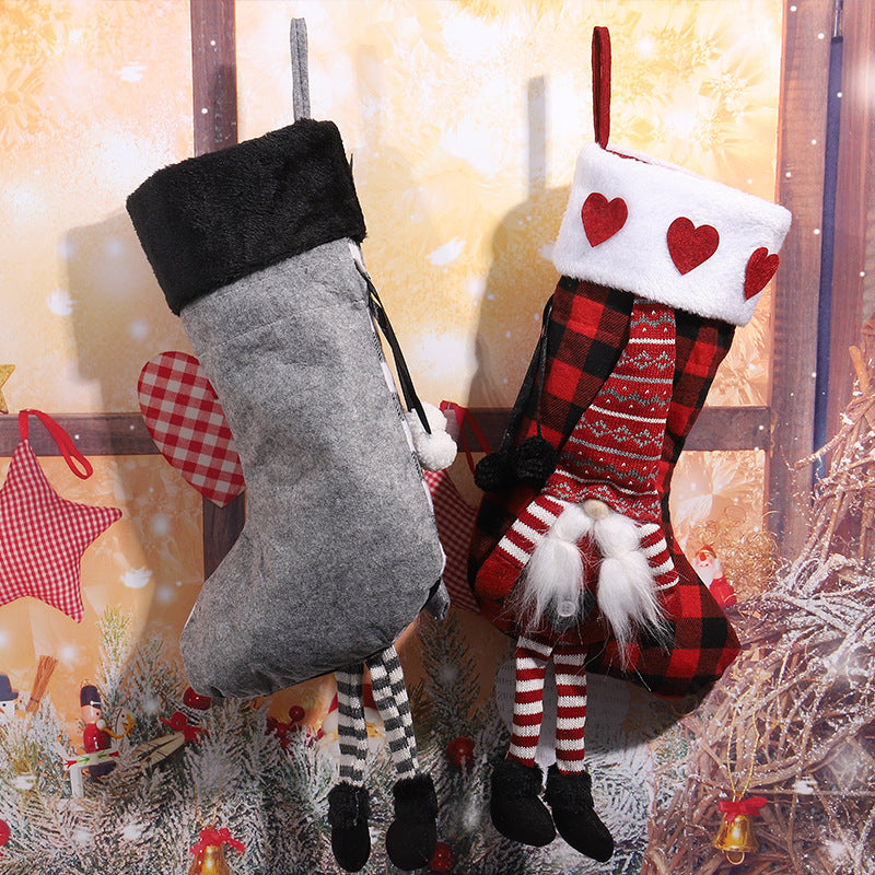 Cute Christmas stocking with gnome motif