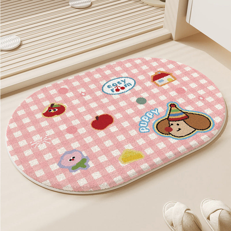 Cartoon Dog-Themed Plush Bath Rug for Bathroom