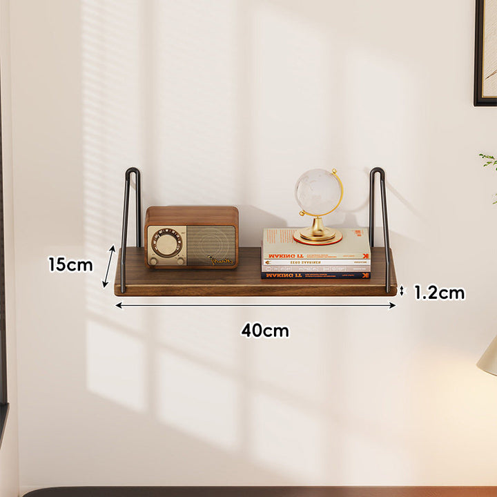 Floating Wall Shelf with Minimal Metal Bracket and Oak Veneer